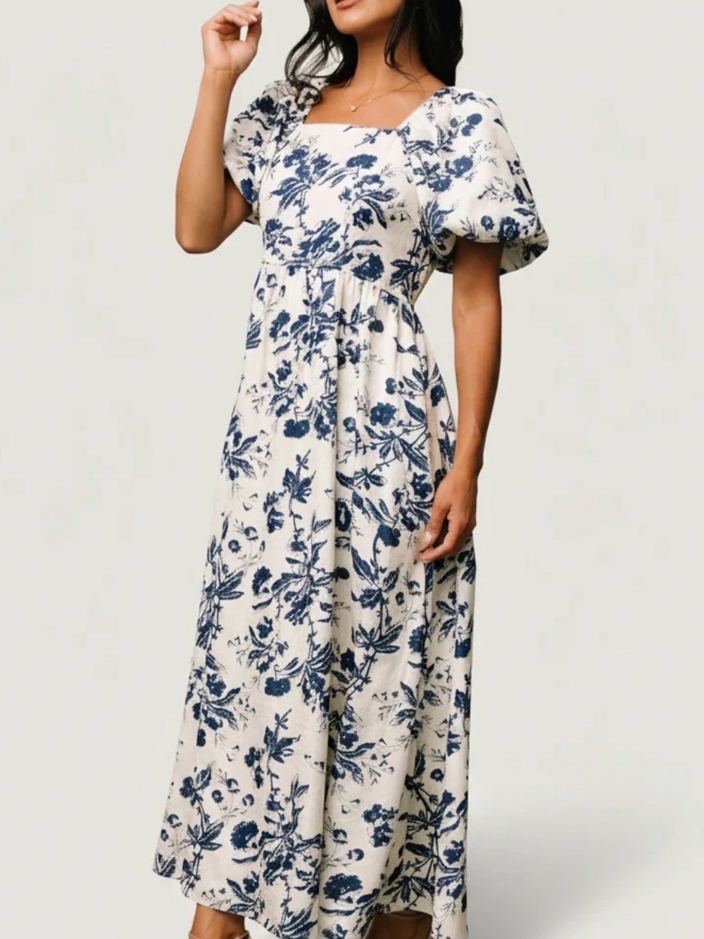 Baltic Born Graceland White Maxi Dress with Blue Floral Print